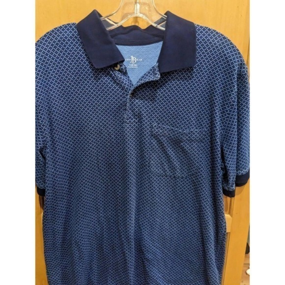 John Blair Mens‎ Size Large Shirt waist notches Polo Shirt Blue
